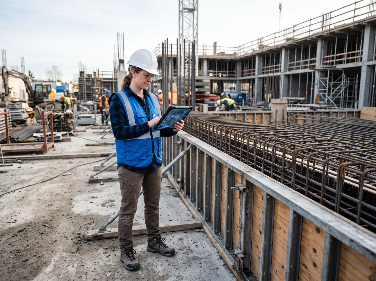 Bauingenieur der Kasbau GmbH auf der Baustelle
